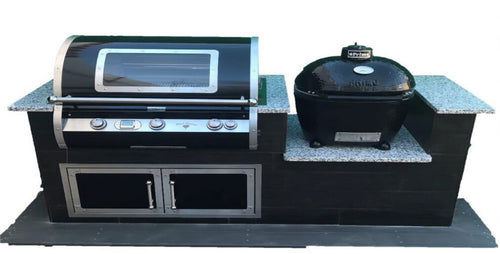 Custom Outdoor kitchen with Black Diamond grill, Primo oval grill, and more.  fully customizable